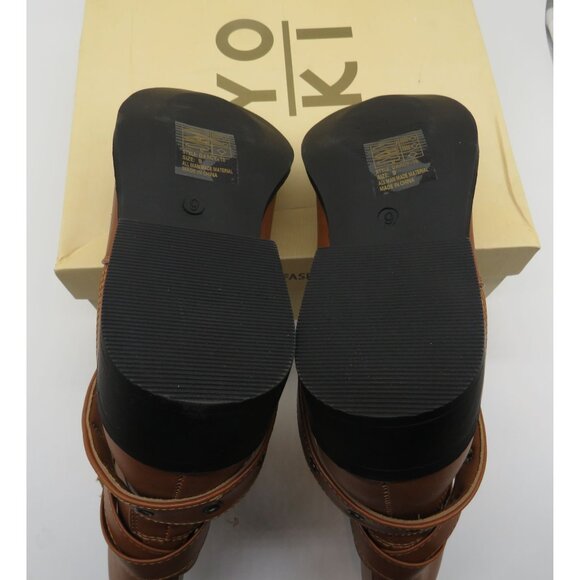 Yoki Womens Brown Faux Leather Buckled Mid-Calf Boots Size 9 NEW - Picture 2 of 7